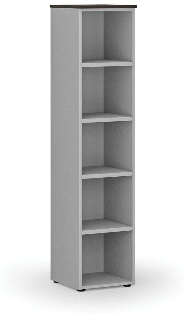 Kancelársky regál PRIMO GRAY, 1781 x 400 x 420 mm, sivá/wenge
