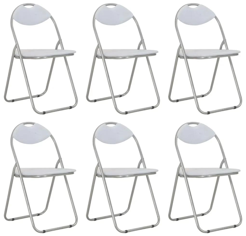 Skladacie jedálenské stoličky 6 ks biele umelá koža