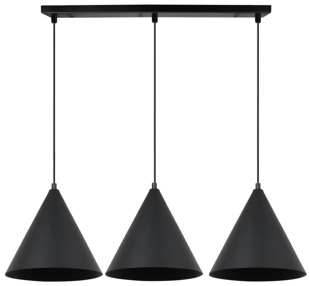 Závesné svietidlo Soho, 3x čierne kovové tienidlo, (fi 25cm)