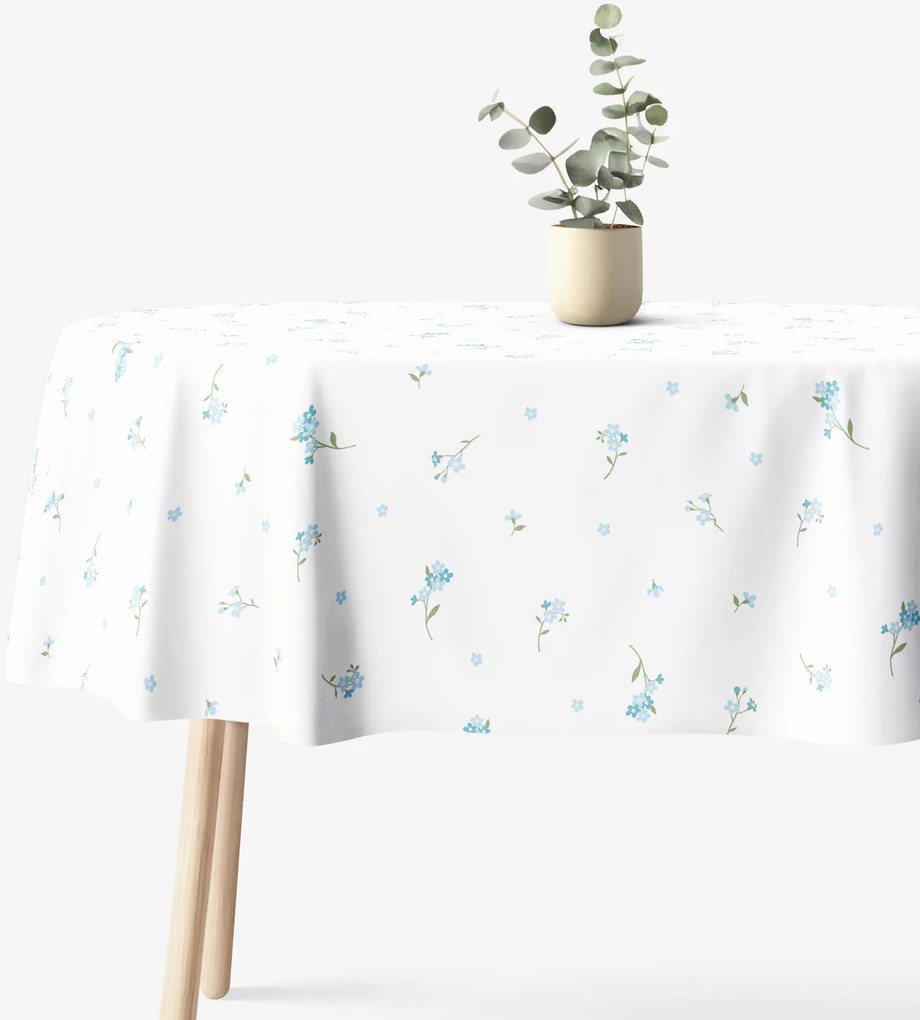 Goldea oválny obrus 100% bavlnené plátno - nezábudky 140 x 220 cm