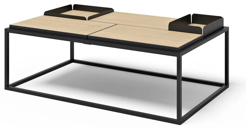 Konferenčný stolík s doskou v dekore duba v čierno-prírodnej farbe 75x120 cm Douro – TemaHome