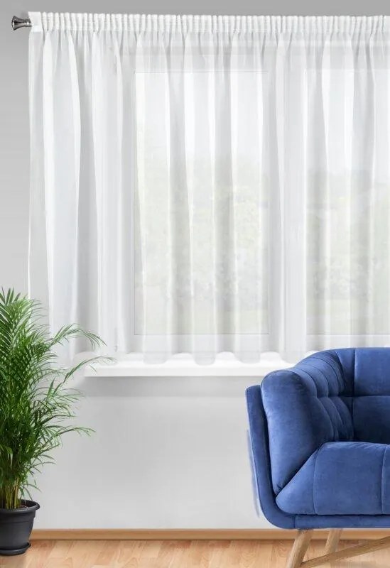 Biela voálová záclona na páske LUCIA 400x150 cm