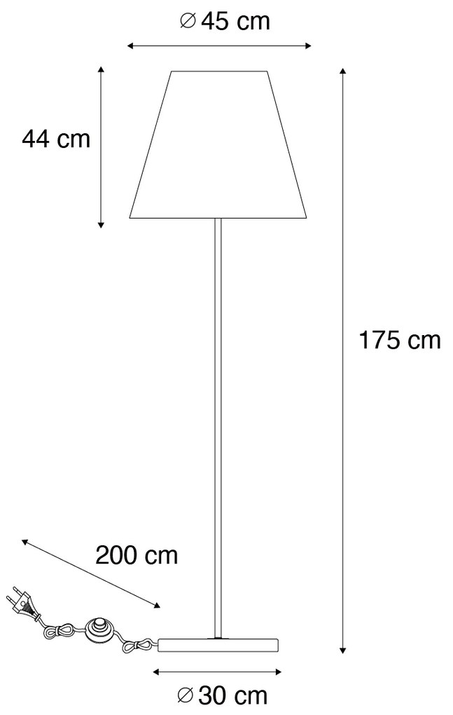 Retro stojaca lampa mosadz s plisovaným tienidlom krémová 45 cm - Kaso