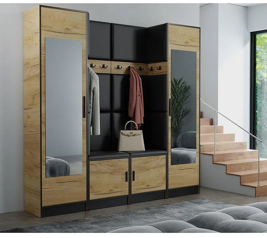 Predsieňový nábytok Roj 18 craft + Madryt 1100 ekokoža čierna