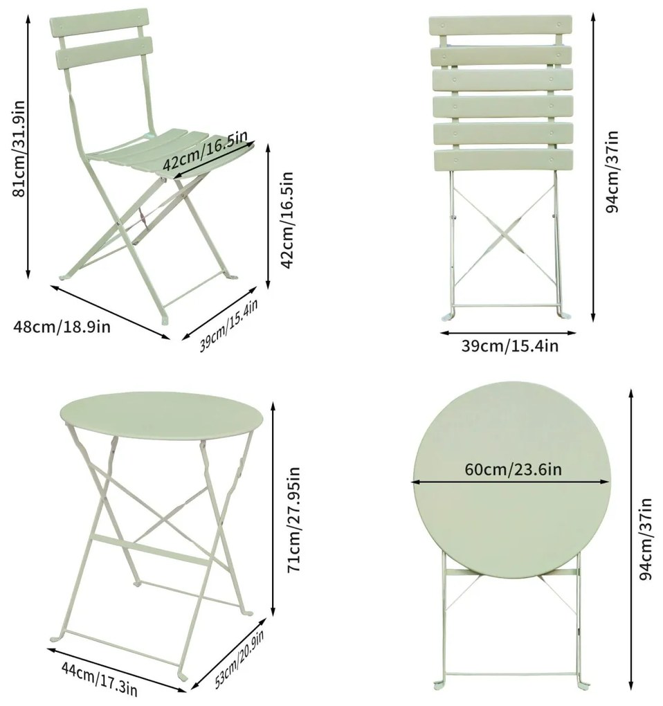 Skladacia súprava záhradného nábytku ORION zelená