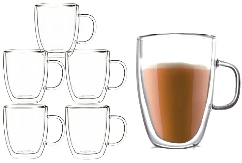 Sada šiestich dvojstenných pohárov Latte long