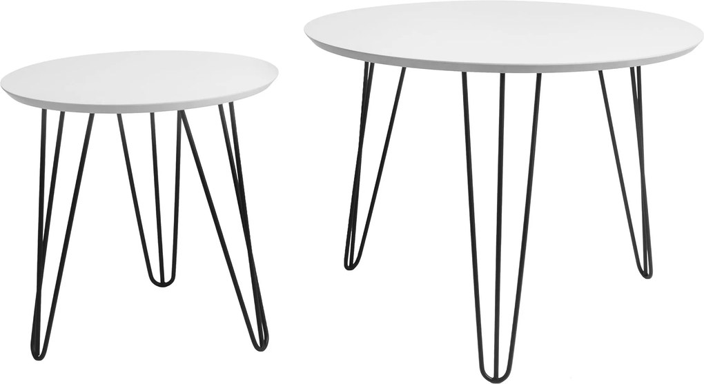 LEITMOTIV Sada 2 ks biele konferenčné stolíky Sparks ∅ 60 cm × 45 cm, ∅ 40 cm × 40 cm