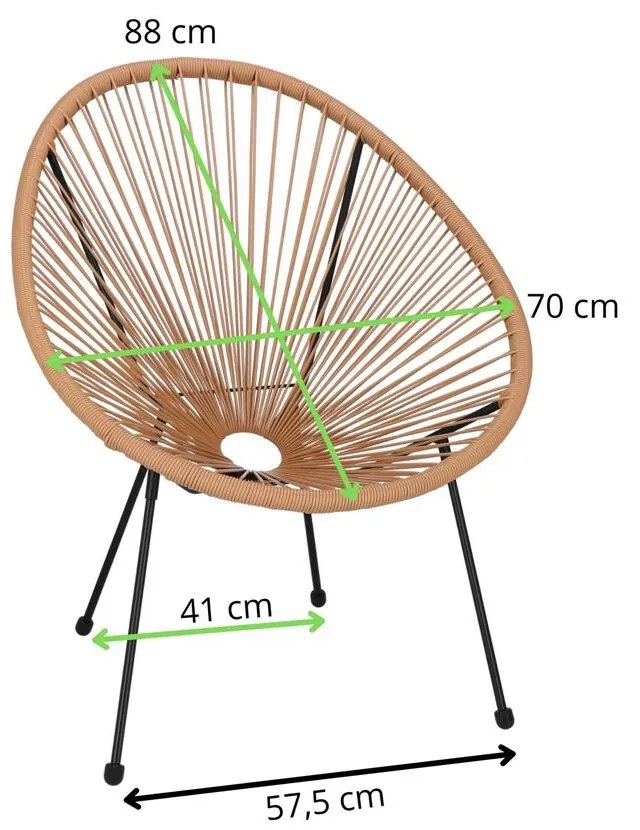 Záhradné kreslo oválne, výška 87 cm, odtiene béžovej a hnedej Springos -GF0084