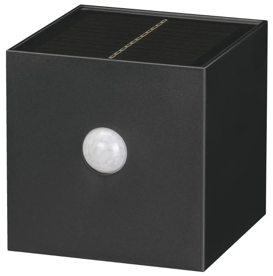 Retlux-LED Solárne nástenné svietidlo so senzorom LED/1W/3,7V 1200 mAh IP44 čierna