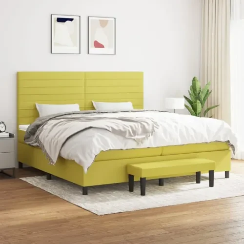 vidaXL Boxspring posteľ s matracom svetlozelená 200x200 cm látka-