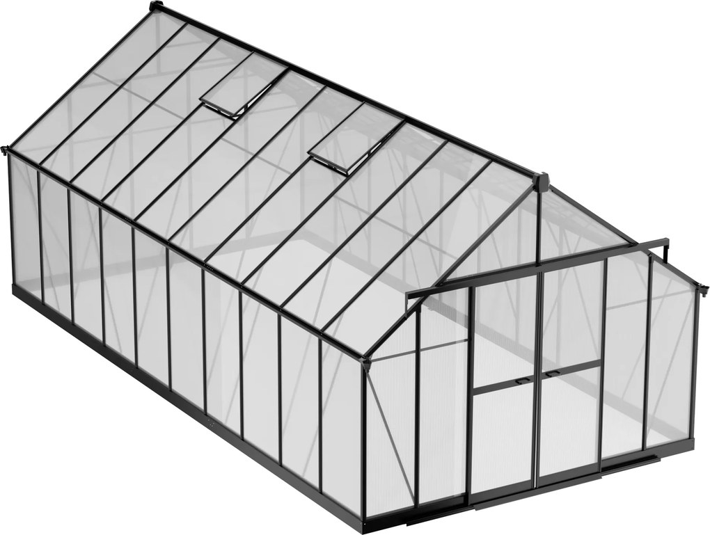 Skleník 245 x 305 x 606 cm, zosilnená konštrukcia, polykarbonát 6 mm