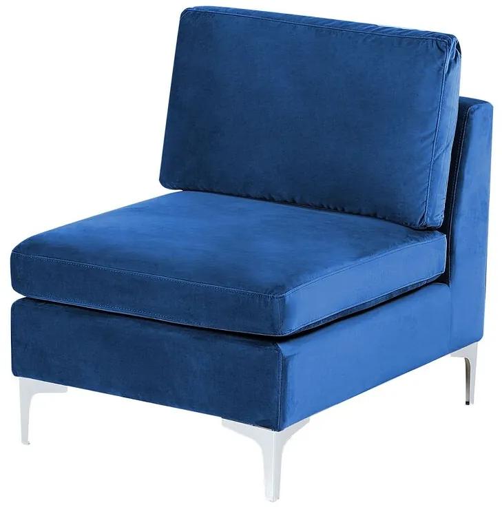 Rohová sedacia súprava s taburetkou Eldridge (zamatová modrá) (L). Vlastná spoľahlivá doprava až k Vám domov. 1078800