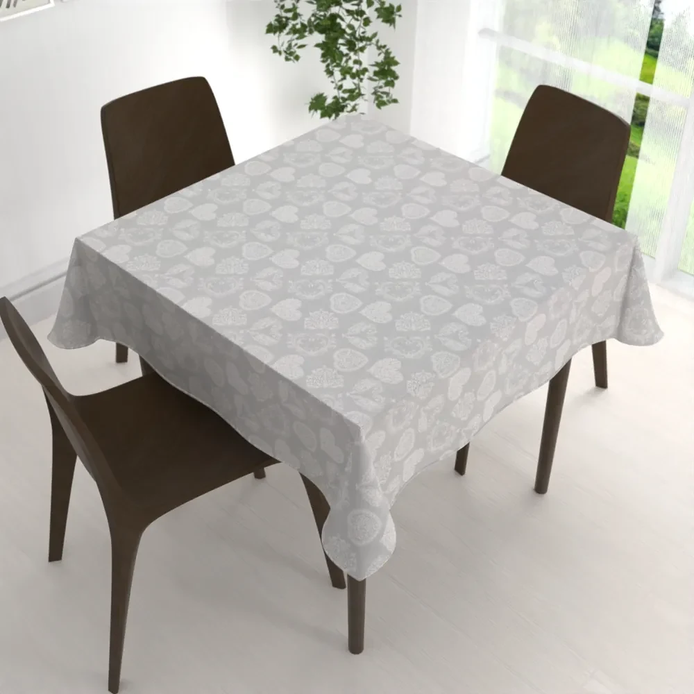 Biante Dekoračný štvorcový obrus PML-071 Srdce s ornamentami na sivom 140x140 cm
