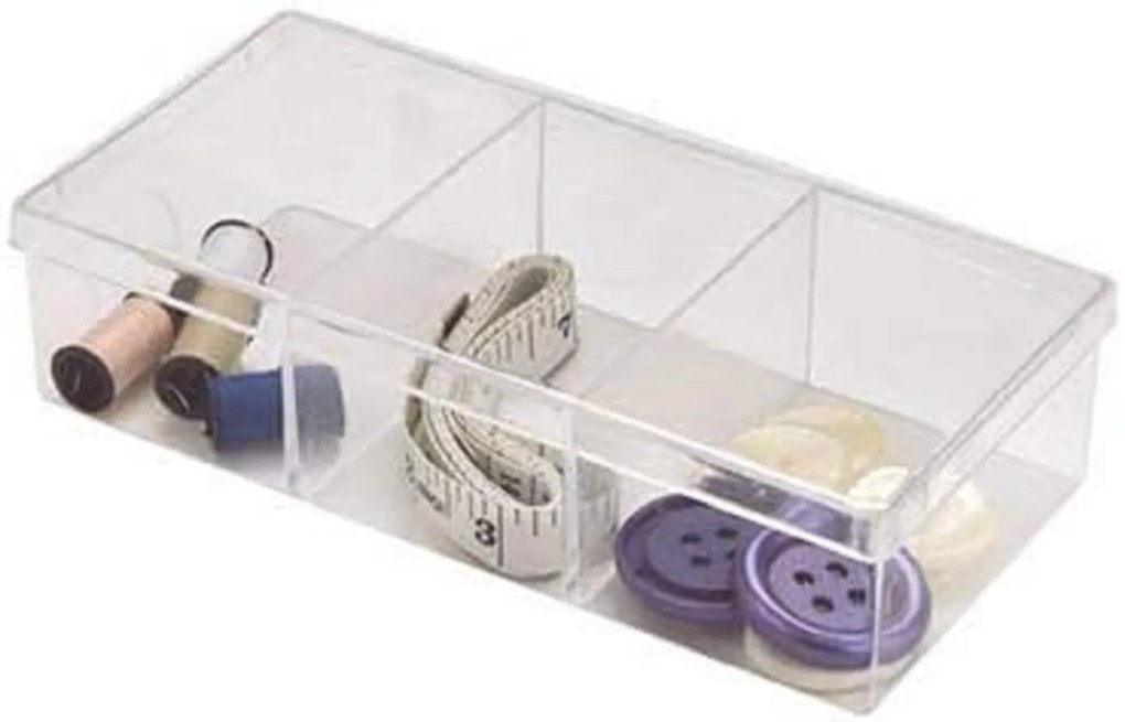 Organizér na drobnosti, 3 priehradky, s vekom, transparentný CURAPROX, 20 x 7 x 4