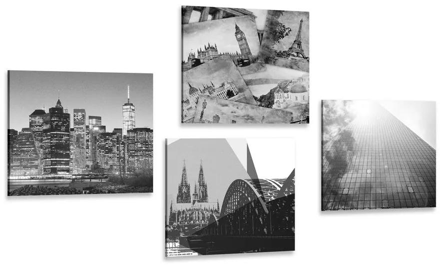 Set obrazov mestá v zaujímavom prevedení Varianta: 4x 60x60
