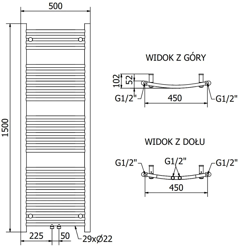 Mexen Ares, elektrické vykurovacie teleso 1500x500 mm + vykurovacia tyč 600 W, biela, W102-1500-500-6600-20