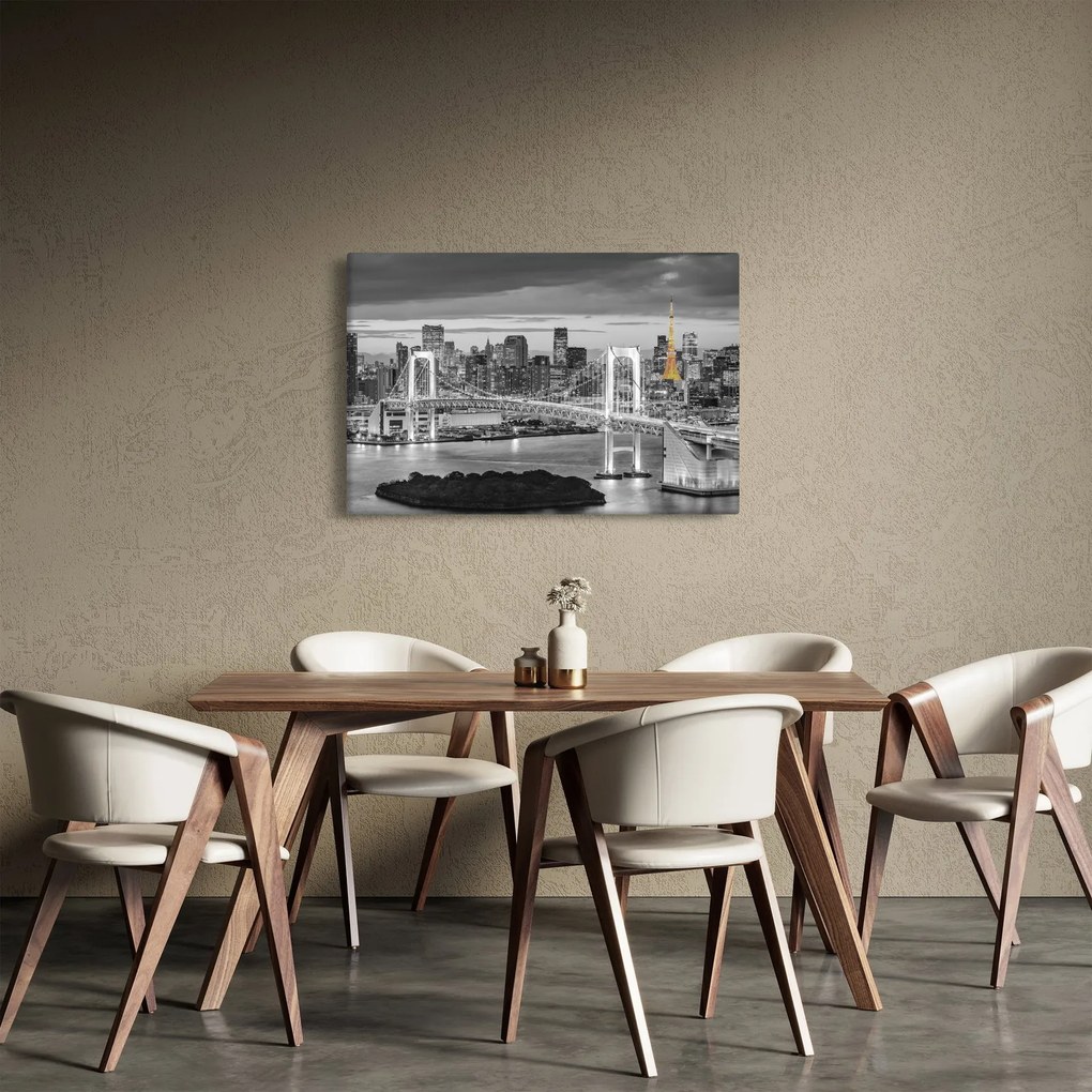 Obraz - Veľkomesto so žltou vežou (90x60 cm)