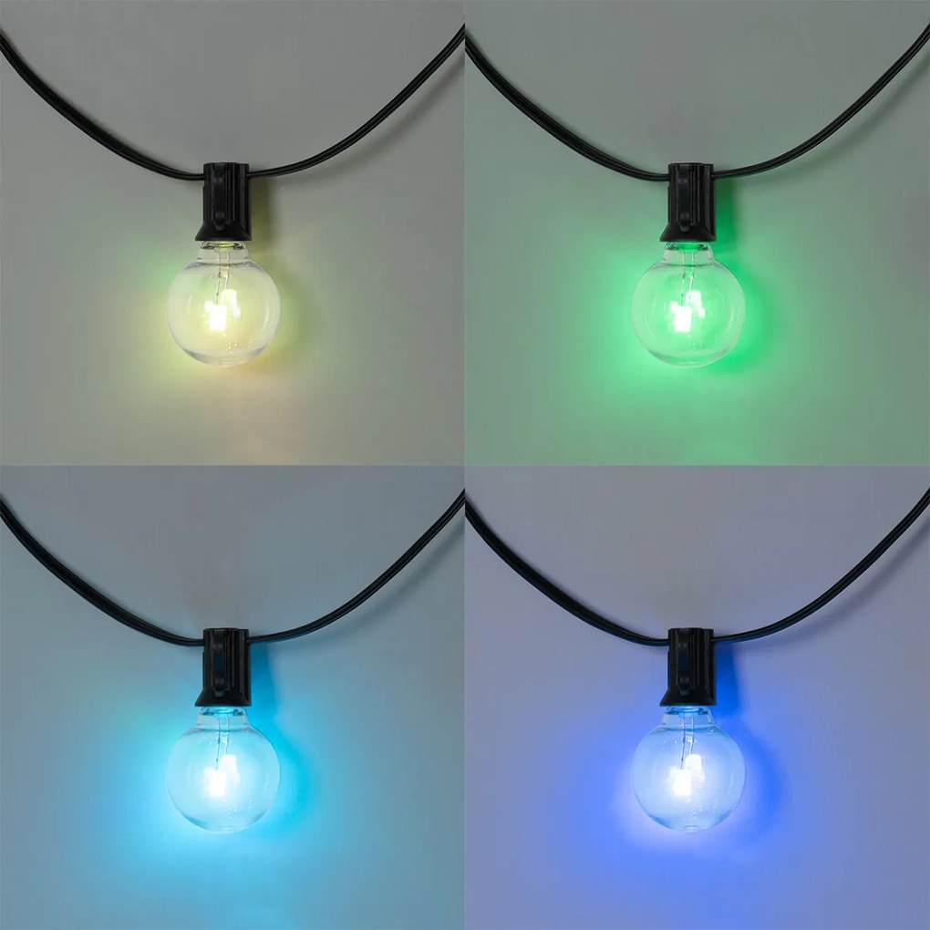 Vonkajšie svetelné reťazce 10m vrátane LED 10 svetiel RGBW solárne - Russell