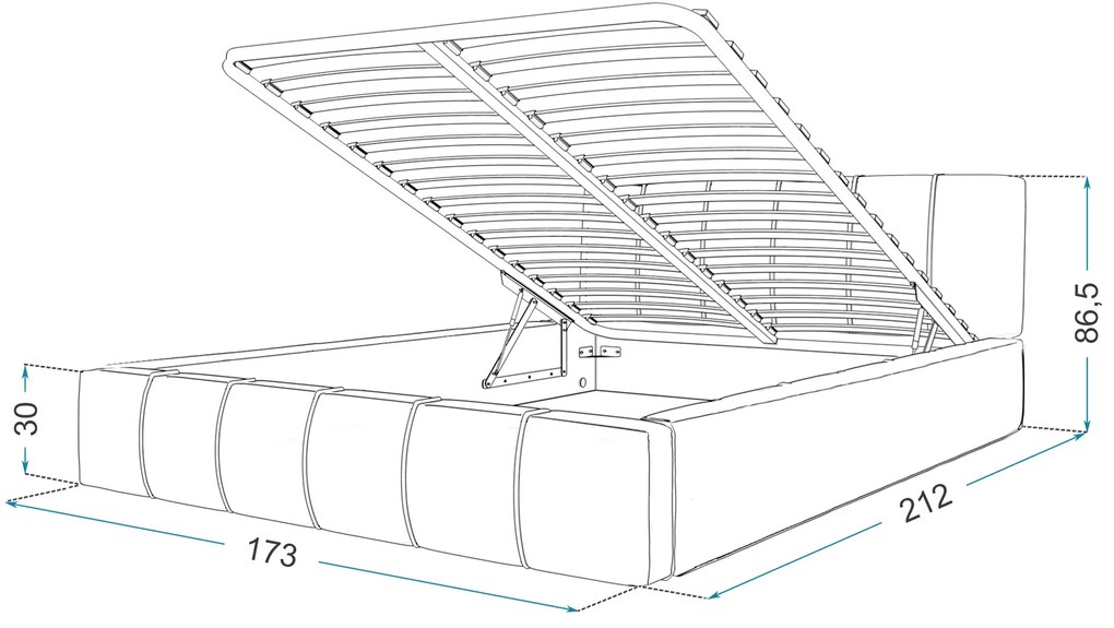 Čalúnená manželská posteľ s úložným priestorom Fiona 160x200 - krémová