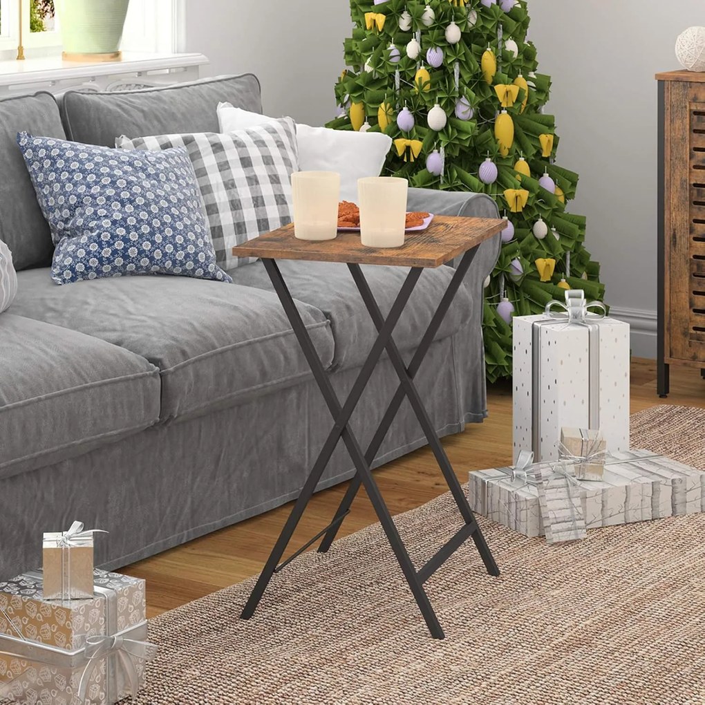 Skladací odkladací stolík Vasagle Abby 48 cm hnedý/čierny