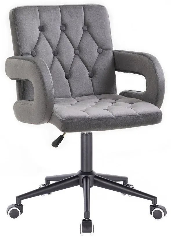 LuxuryForm DESIGN Stolička BOSTON VELUR na čiernej podstave s kolieskami - sivá