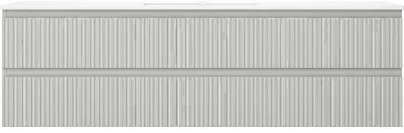 Mexen Rivel, kúpeľňová skrinka 160 cm s umývadlom Otis, 2 zásuvky, drážkovaná, sivá matná/biela, 91A20-16047-2-BFF62-W18M0