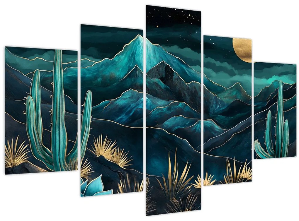 Obraz - Tyrkysová noc (150x105 cm)