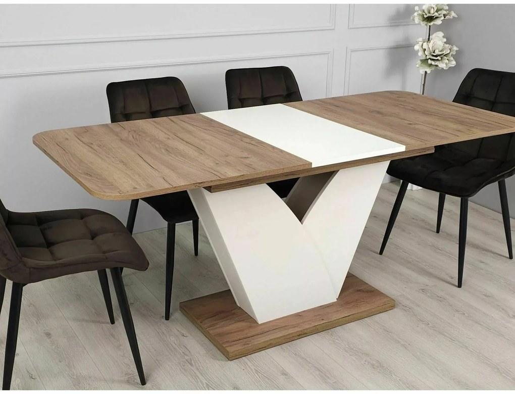 Rozkládací jídelní stůl Vidar 140/180 cm dub craft/krémový