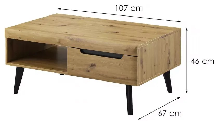 Konferenčný stolík Nordi 107 cm čierny/dub artisan