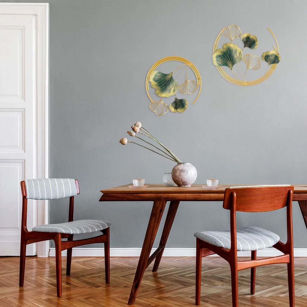 Nástenná kovová dekorácia Weifang zelená/zlatá