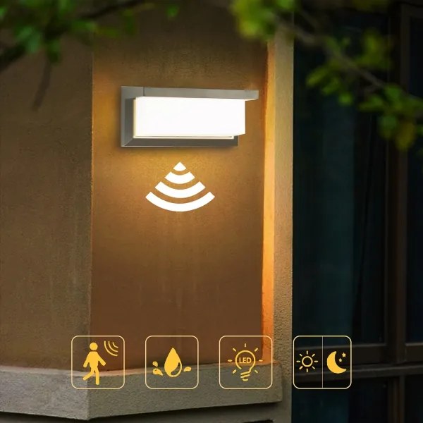 Brilagi-LED Vonkajšie nástenné svietidlo so senzorom BRICKY LED/12W/230V šedá IP54