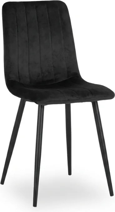 Čierna zamatová stolička LAVA ONYX s čiernymi nohami
