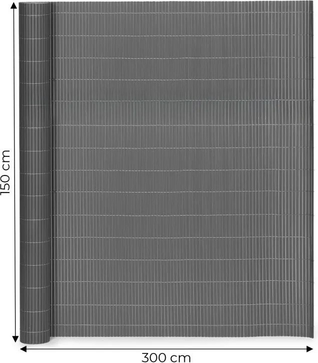 Obojstranná antracitová clona na balkón, plot a terasu z PVC Šírka: 1 m | Dĺžka: 5 m