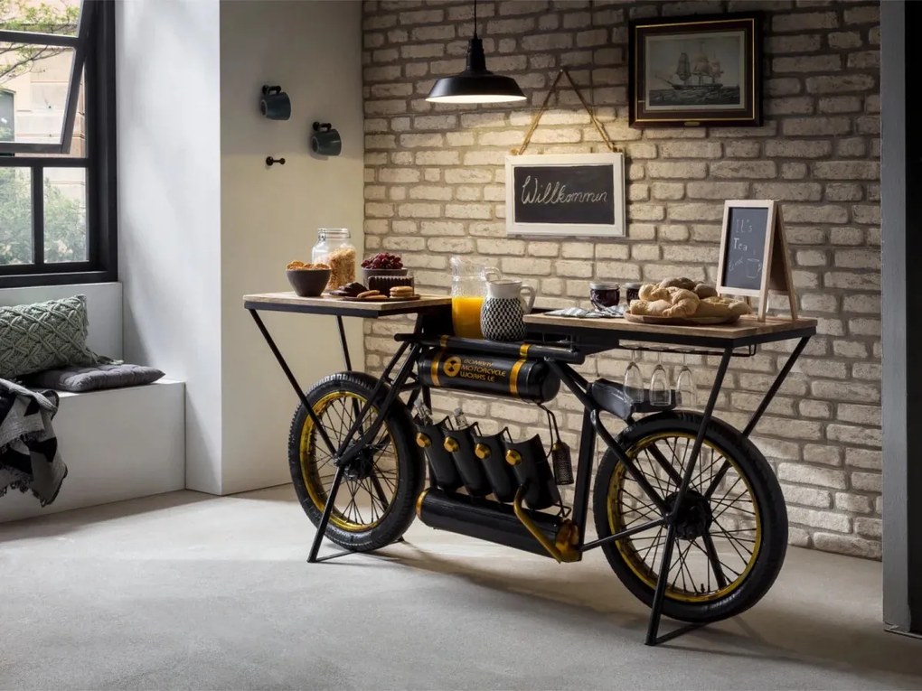 furniture-nabytek.cz - Lakovaný konzolový stůl Bombay z kovu, černý – 180×40×85 cm