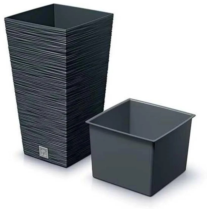 Kvetináč UH 295x295 mm FURU SQUARE antracit výška 550 mm s vložkou