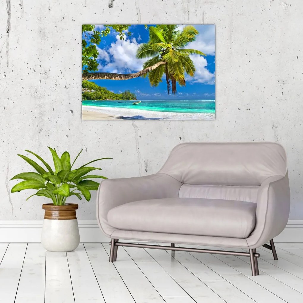 Sklenený obraz - Seychely (70x50 cm)