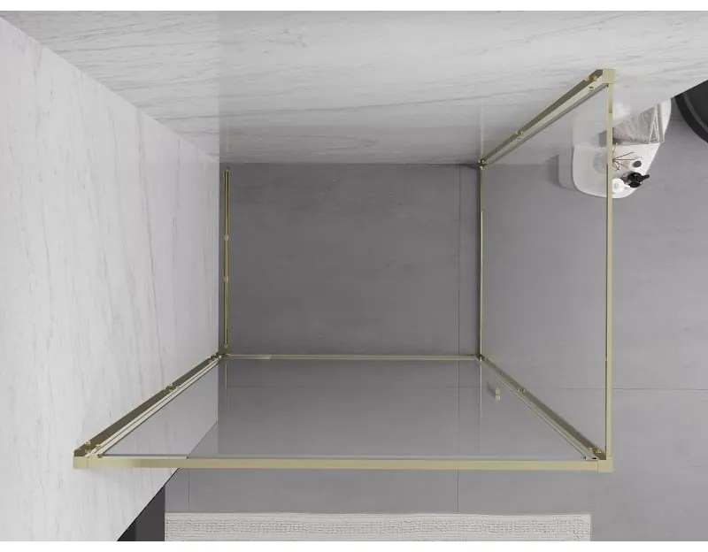 Mexen Exo, výklopný sprchový kút 90 x 95 cm, číre sklo, zlatá, 817-090-095-50-00