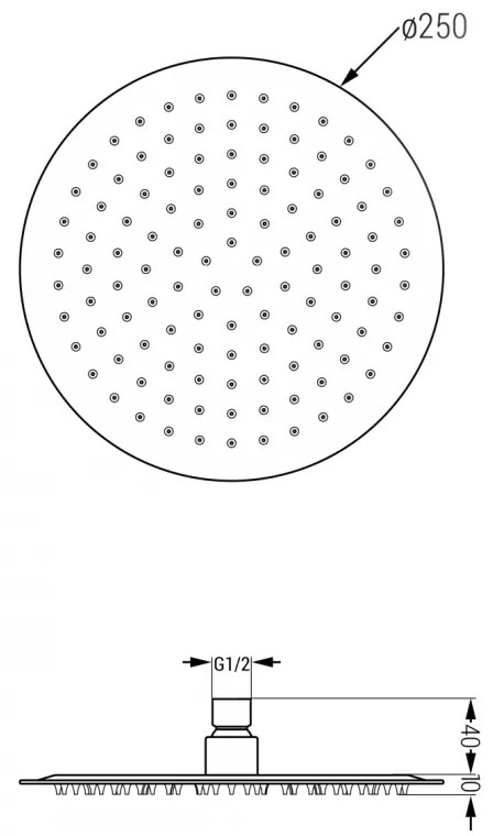 Mexen sprchová nerezová hlavica Round 25 cm, čierna, 79225-70