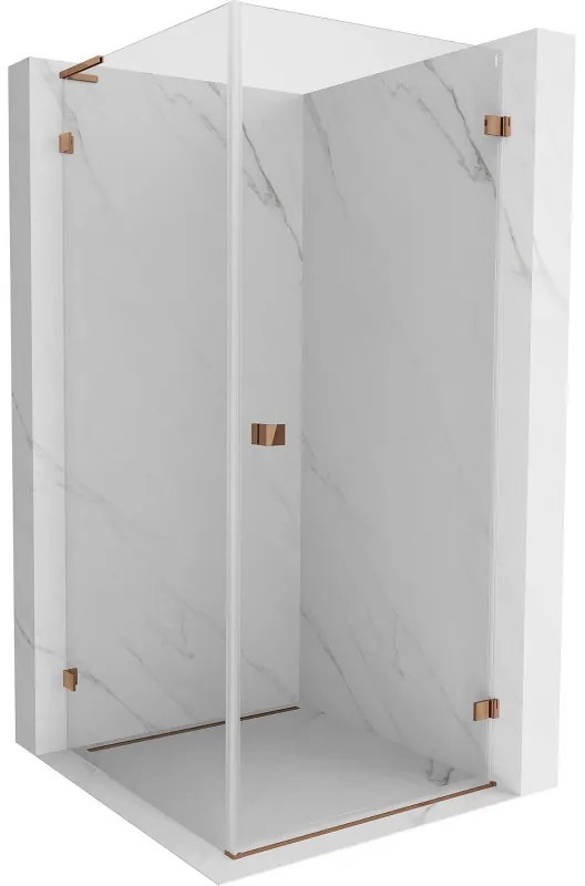 Mexen Lunar-B L výklopný sprchový kút pravý 70 x 70 cm, číre sklo, ružové zlato, 832L-070-070-60-00-P