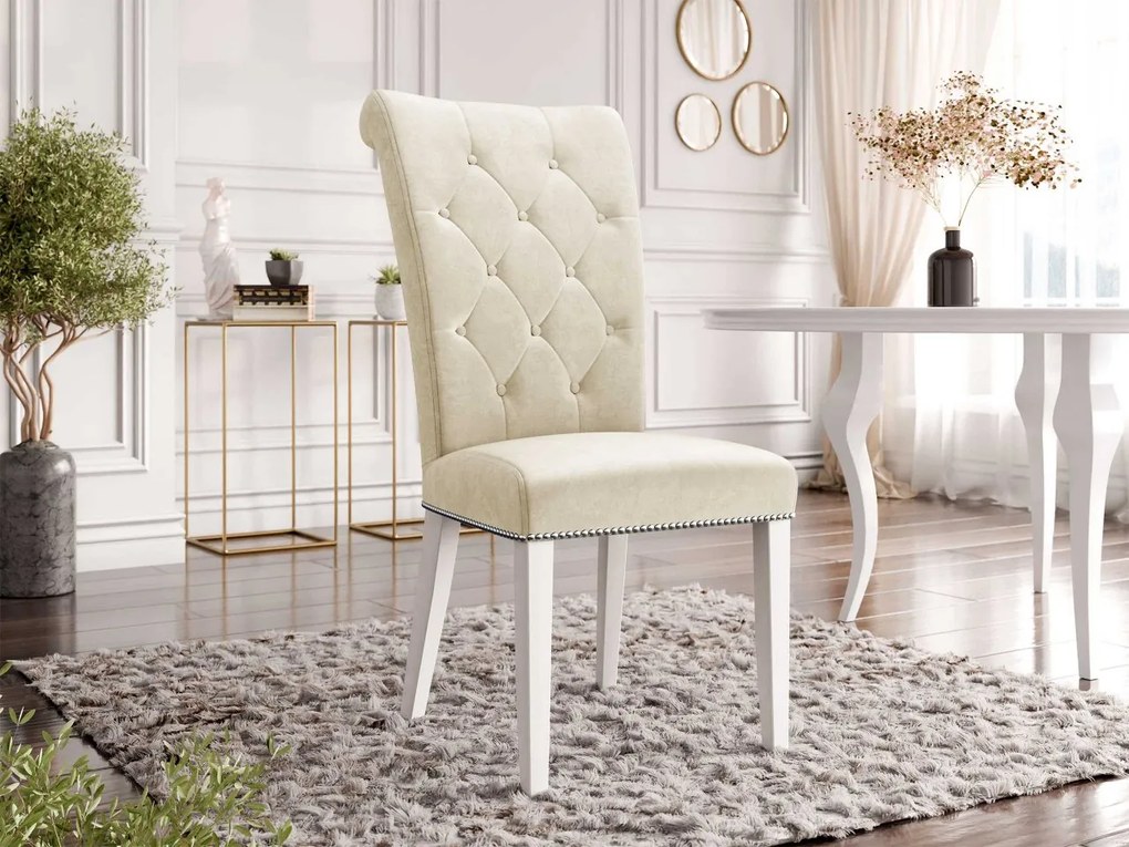 Čalúnená jedálenská stolička Piewik, Dostupné poťahy: Magic Velvet 2209, Farby nožičiek: čierna