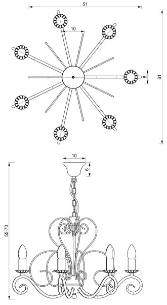 Luster na reťazi MAURO 7xE14/60W/230V