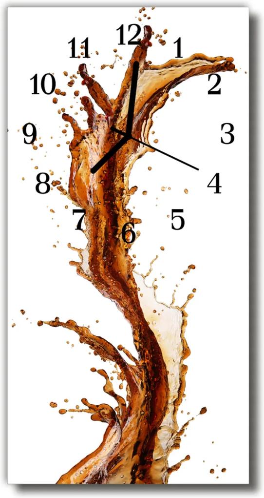 Sklenené hodiny vertikálne  hnedý kávovar