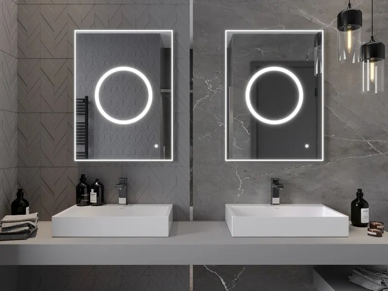 Mexen Koga, LED kúpeľňové zrkadlo s podsvietením 60 x 80 cm, 6000K, ochrana proti zahmlievaniu, 9821-060-080-611-00