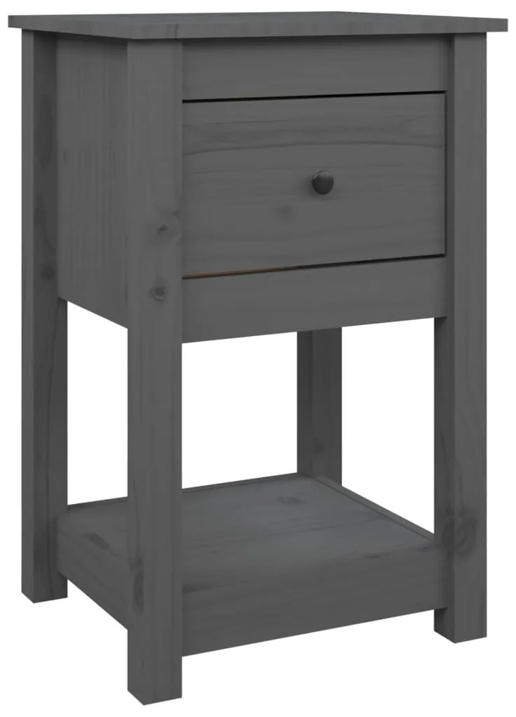 vidaXL Nočný stolík sivý 40x35x61,5 cm masívne borovicové drevo