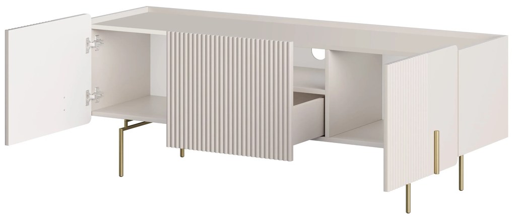TV skrinka Malmi 150 cm - kašmír / zlaté nožičky