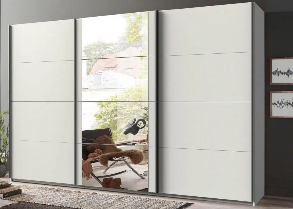 Šatníková skriňa Bern, šírka 313 cm/extra výška 236 cm, biela