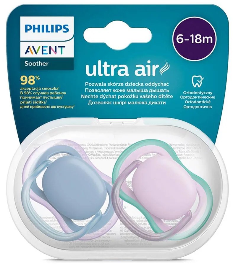 Dojčenský cumlík Ultra air Neutral Avent 6- 18 mesiacov - 2 ks dievčatko, vel. 6-18 m