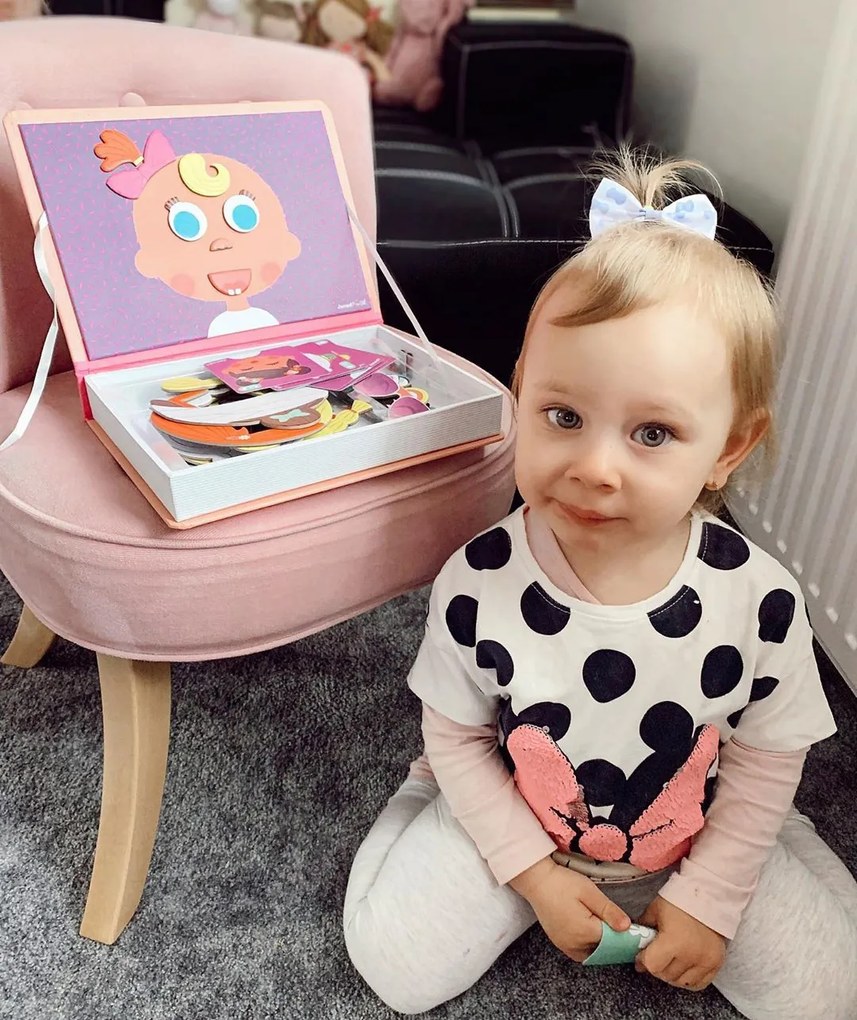 Magnetická kniha - skladačka Zábavné tváre - dievčatá