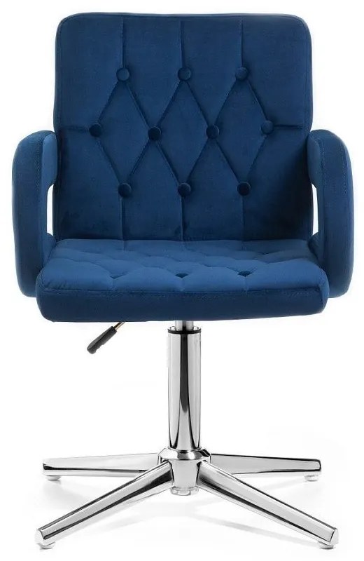 LuxuryForm DESIGN Stolička BOSTON VELUR na striebornom kríži - modrá