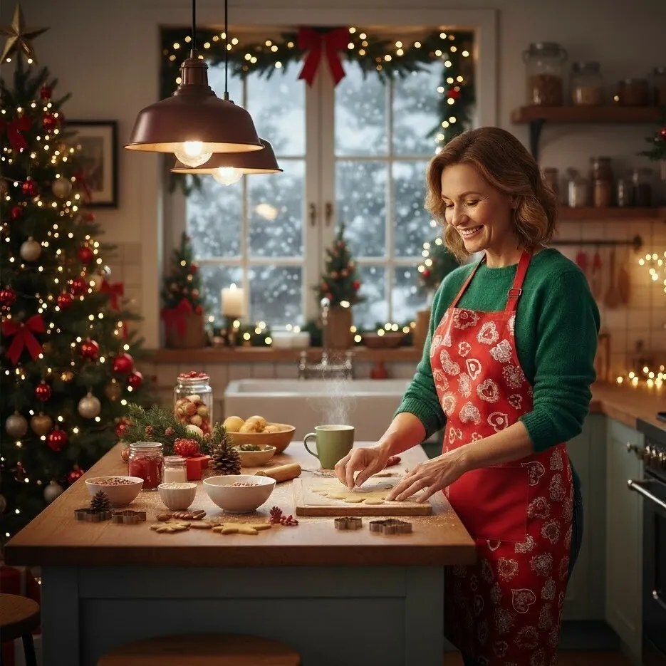 Forbyt Vianočná Kuchynská zástera Srdce červená, 70 x 90 cm